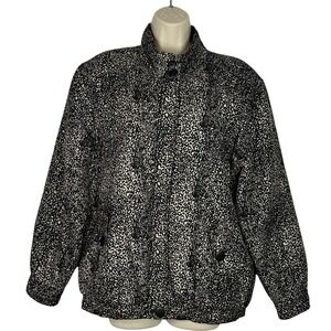 Anna & Frank 100% Silk Animal Print Jacket Womens Small Hidden‎ Zip Button Front
